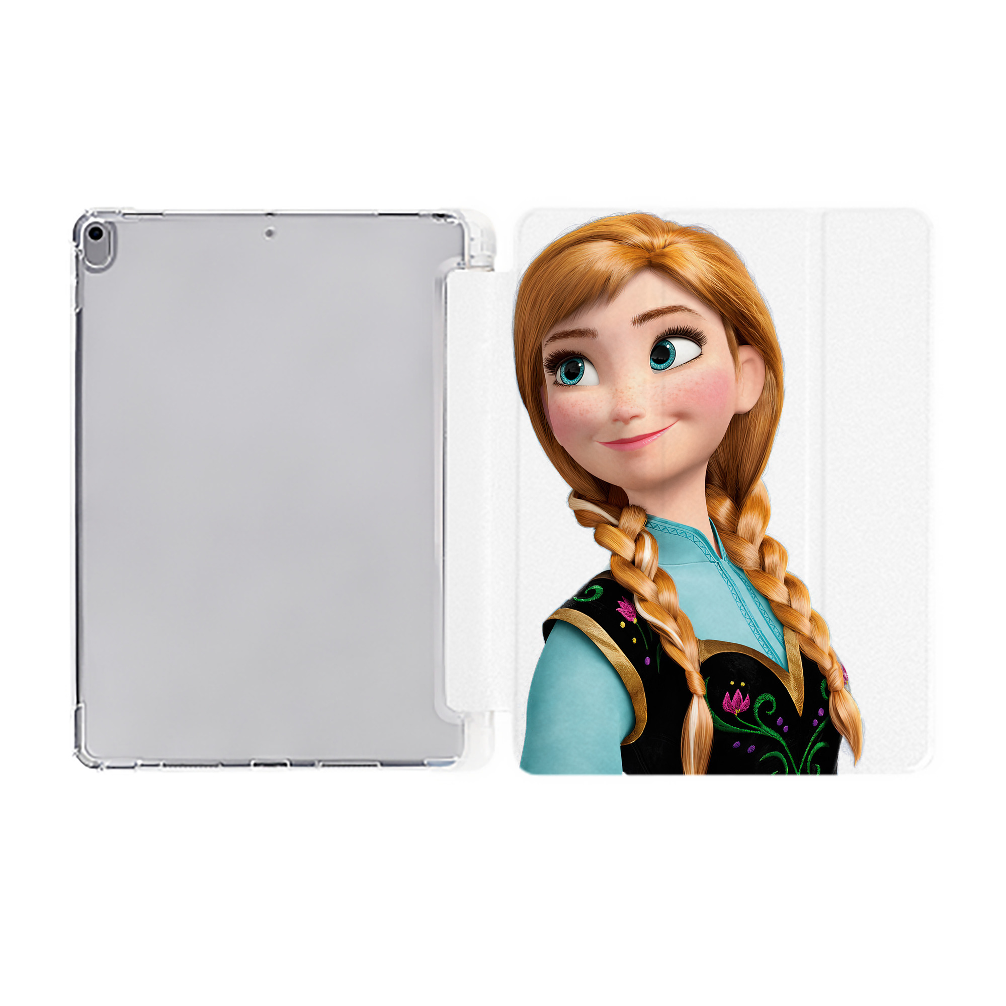 （画像用） アナと雪の女王 アンナ エルサ Frozen Anna Elsa IPad ケース ペン収納付き 三つ折りスタンド PUレザー×シリコン 対応機種9.5/10.5/10.9インチ